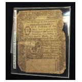 May 10, 1775 Connecticut 2 Shillings 6 Pence Colonial Currency, Backed With Antique Document