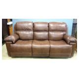 Leather Sofa With Electric Recliners On Each End, Approx 42" H x 82" W x 38" D