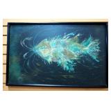 Artwork Titled The Bush Fossil, Polymer On Black Enamel Over Masonite, Signed Laite, 29.75" W x 19" 