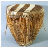 Zebra Skin Drum, 14" High x 12" Diameter