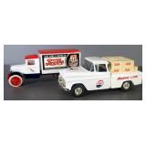 Ertl 1955 Chevy Cameo Pepsi Delivery Truck Diecast Bank, And Ertl 1931 Hawkeye Pepsi Delivery Truck 