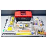 Craftsman Tool Box With Contents, Including Hack Saw, Drill Bits, Levels, Squares, Screwdrivers, Dry
