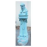 Concrete Statue Of St Francis Of Assisi Holding Planter/Bird Bath, 26" High