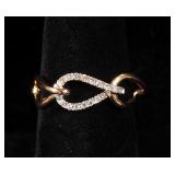 10K Rose Gold Diamond Ring, Approx .10 Carat Total Weight, Size 7