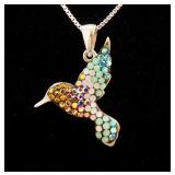Hand Made Sterling Silver Hummingbird Pendant on Sterling Silver Chain, 19" Long, See Description Fo