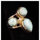 Sterling Silver Larimar Stone Ring, Size 6