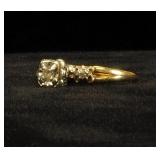 14K Antique Gold Ring With Diamond, Approx .20 CTW, Approx 2.64 g Total Weight