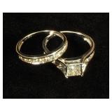 14K White Gold Wedding Set, Size 7, Diamond Approx .55 CTW, Approx 4.65 g Total Weight
