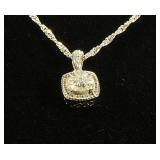 Sterling Silver Diamond Pendant With 20" Long Chain, Approx 3.83 G Total Weight