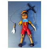 1950s Painted Carved Wood Pinocchio Marinette Puppet, 16" Tall