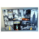 Framed New York City Photo Collage Under Glass, 24" x 35.5", And Time Pilot Marquee Framed Sign, 8.5