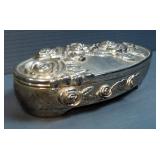 Vintage Godinger Silver Plate Lined Rose Trinket Box, 8.5" Long
