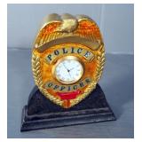 Vintage Brass Desk Top Magnifying Glass, Universal Rubber Ink Stamp Holder And Police Officer Desk T