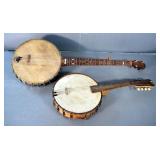 Antique Bruno Short Necked Banjo, & Full Size Banjo