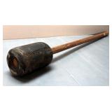 Antique Eames Silver Top Rubber With Wood Handle Canon Ball Plunger