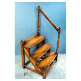 Oak Wood Library Steps, 22" x 21.5" x 20", Rail Height, 43"