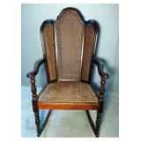 Vintage Cane Fan Back Rocker, 40" x 23" x 29"