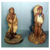 Dr. Tom Clark American Indian Figure, 12" Tall And Chief Hollow Horn Bear Figure, 12.5" Tall