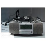 HP Lazer Pro Jet Printer, Model # M12W, And Wedge AM-FM Digital Clock Radio, Model # A4116