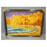 Alexandre Evgrafov (Azerbaijani, 20th Century) Northern Sicily Paint On Burlap, Framed, 59.75" W x 4