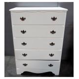Painted Wood 5-Drawer Chest Of Drawers, 44.5" x 30.5" x 16.5"
