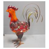 Stained Glass Sitting Hen Table Lamp, 9" x12", Sculpted Metal Rooster, 22" Tall, And Vintage 9" Pain