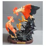 Young Resin Chicken Figurines, Qty 3, Sculpted Metal Chicken And Shelf Sitters, Qty 2