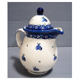 Boleslawiec Polish Pottery Tea Pot With Warmer, Sugar Bowl, And Creamer