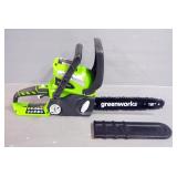 Green Works 40V Cordless Hedge Trimmer, Model# 22332, Cordless Chainsaw, Model 20292 With Chain, Cha