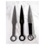 Black And Silver Ninja Kunai Throwing Knives Set, Contains 12 6" Knives In Case