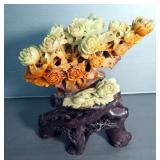 Carved Bloodstone Cactus Flower, 10.5" Tall
