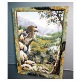 Hand Painted Russian Marble Landscape With Falcon, 13.25" x 9.5"