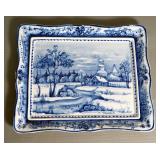 Russian Porcelain Delft Blue 12" Plate And Hand Painted Russian Landscape Plate, Signed By Artist, 1