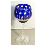 Chekia Carved King Louis Wine Glass In Cobalt Blue Color, Qty 3