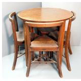 Antique Seatmore Soda Fountain Table With 4 Matching Chairs, 30" x 30" Dia., Originally Used In The 