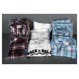 The Childrens Place Rock & Roll T-Shirts, Qty 5, Plaid Long Sleeve Dress Shirts, Qty 5 & Plaid Flann