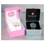 Wagner Swiss Military Watch, New In Box, And Betsy Johnson Diamond Heart Pattern Watch, New In Box