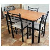 Metal Framed Dinette Table With Wood Top, 30" x 46" x 30" , Ladder Back Chairs With Upholstered Seat