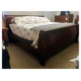 King Sized Sleigh Bed Including Headboard, 47" x 79", Footboard, 35" x 79", And Side Rails