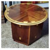 Lane Acclaim Midcentury Modern Round Dovetail End Table With Storage And Protective Glass Top, 20" x