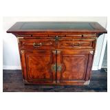 Bernhardt Rolling 2 Drawer Side Bar With Brass Accents, 35.5" x 48" x 18"