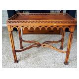 Chippendale Style Accent Table With Detailed Fret Work, 26" x 33" x 19"
