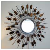 Brass Toned Starburst Mirror, 28" Diameter