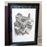 M.C. Escher Framed Sketch Prints Including "House Of Stairs, Belveder" Qty 4, 19" x 13", And Perspec