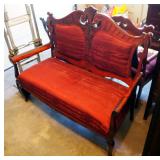 Antique Upholstered Parlor Set, Including Bench, 42" x 51" x 20", Side Chair 40" x 28" x 20" And Roc