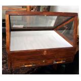 Custom Made Wood And Glass Display Case With Drawer, 2" x 26" x 22"