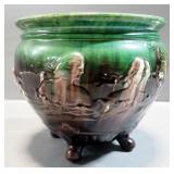 Weller Majolica Art Nouveau Footed Mermaid Jardiniere, 9.5" High