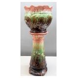 Weller Majolica Jardini?re, 10" High, On 20" Matching Pedestal