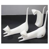 Royal Dux Hand Painted Porcelain Cats, Qty 3, 7.5" Long And 6" High