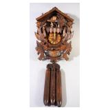 Black Forest Coo Coo Clock With Birds And Nest, Carved Wood, Weights, On/Off Lever For Quiet Running